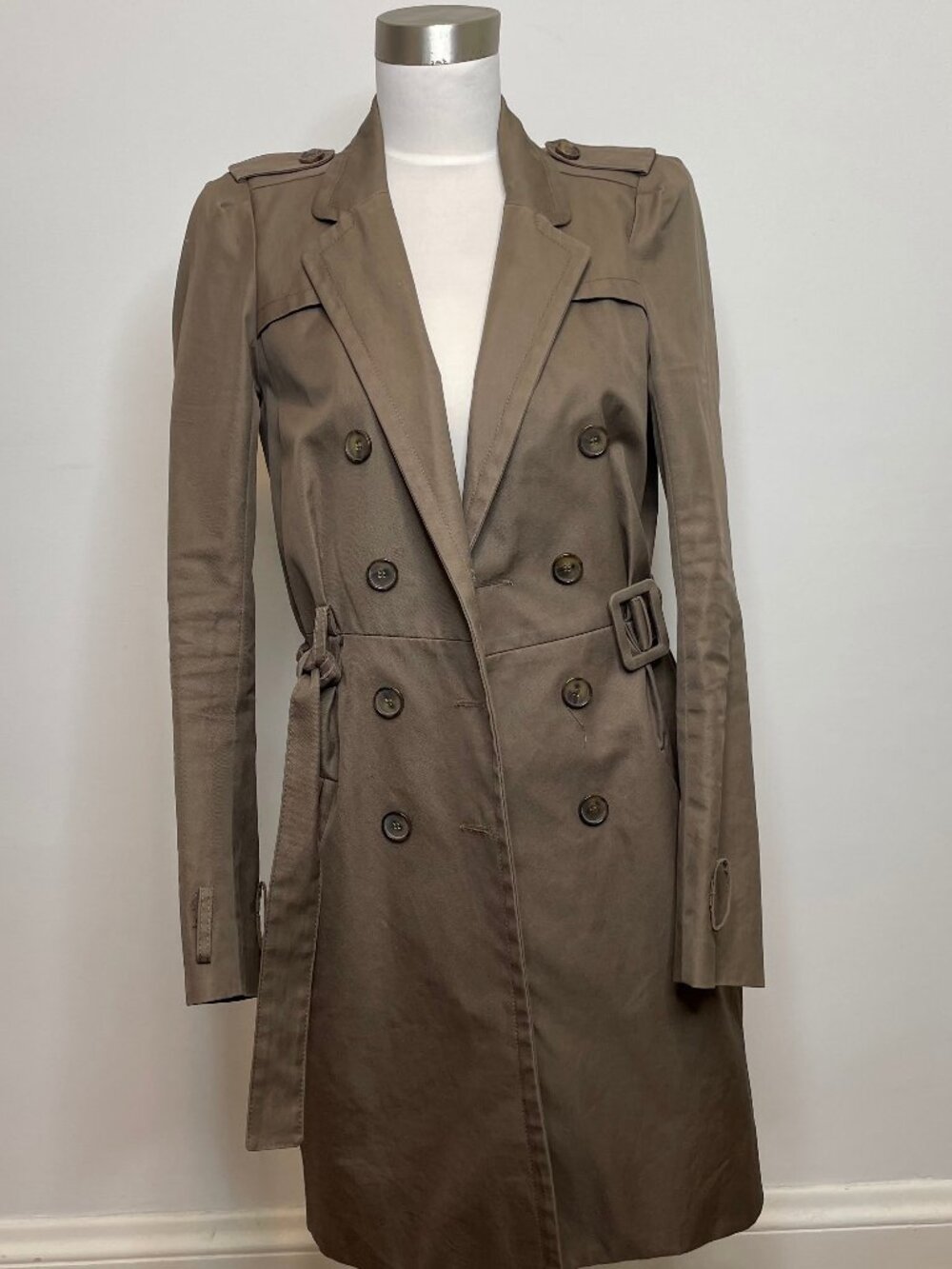 Maje Tan Trench Coat Belted Jacket - Size 38 -  Made in France